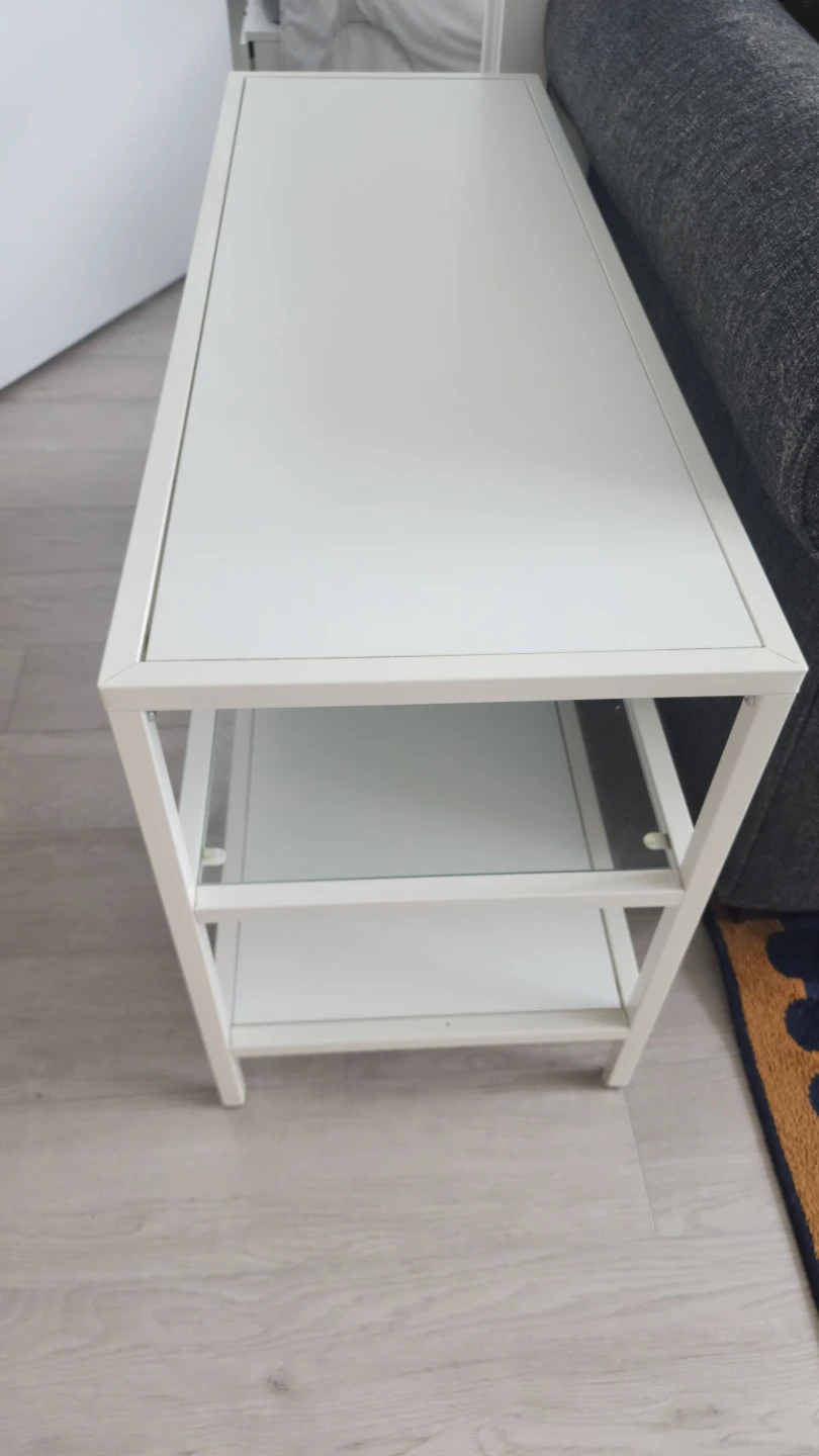 Metal TV Stand/Console with Glass - White