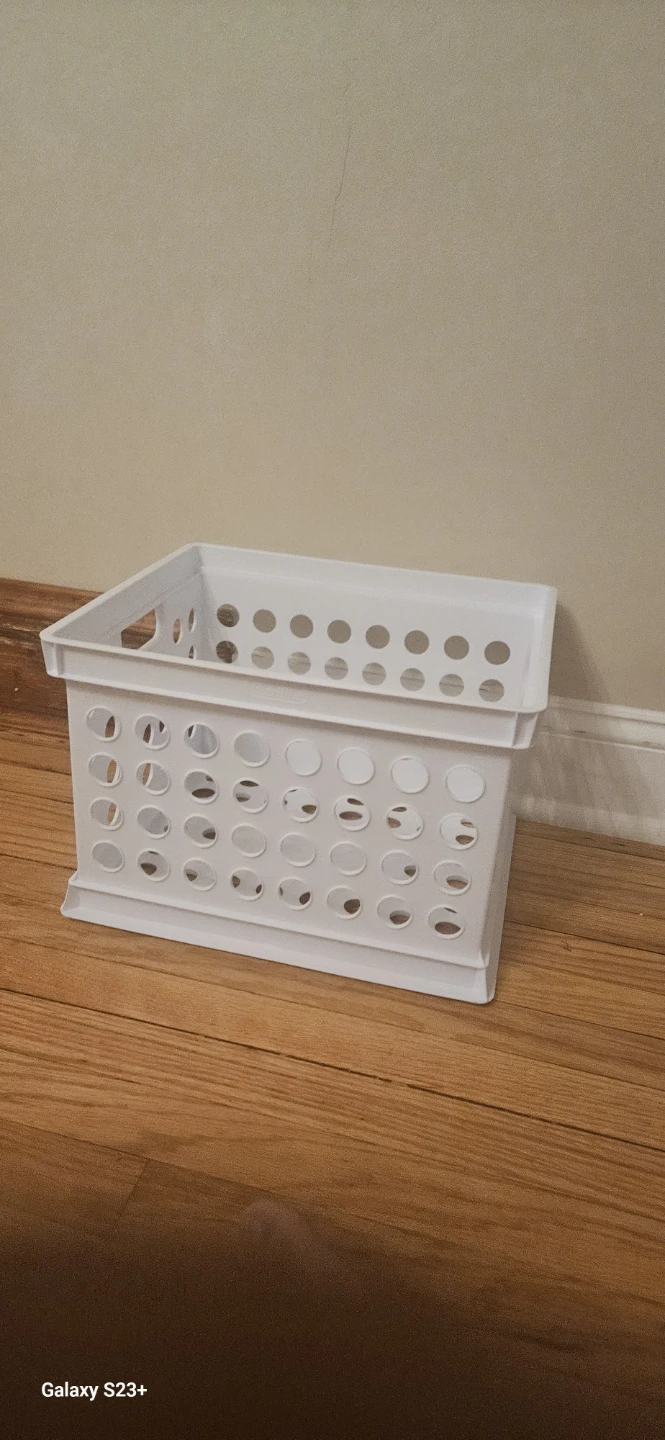 White Plastic Storage Basket Crate