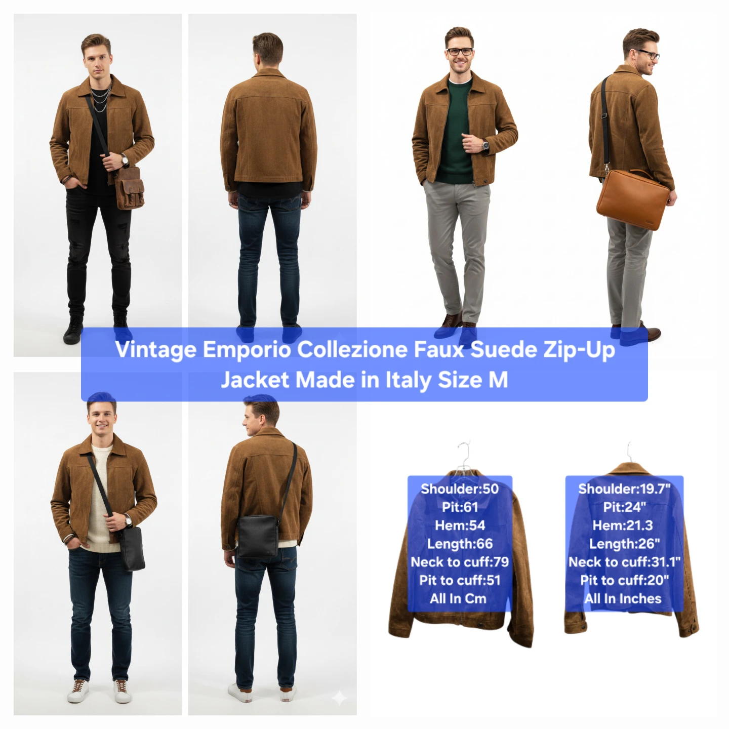 Vintage Emporio Collezione Faux Suede Zip-Up Jacket Size M