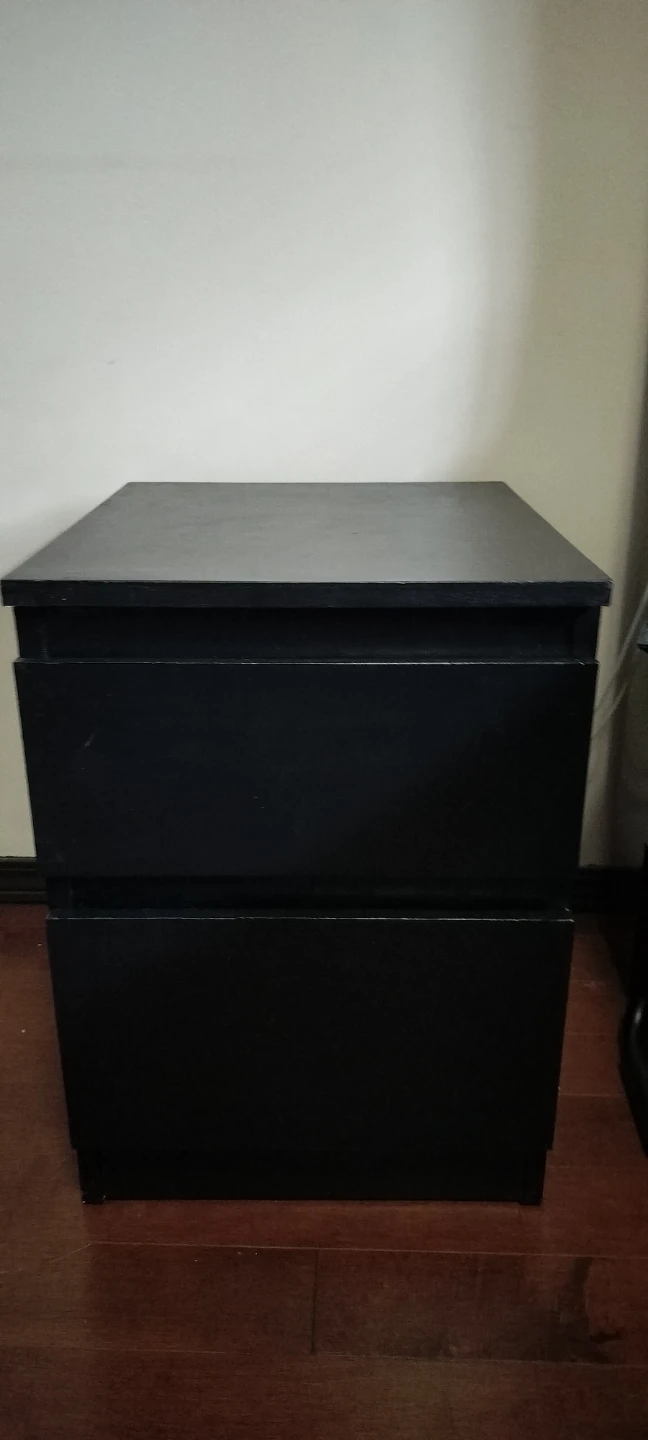 Black 2-Drawer Nightstand - photo 2