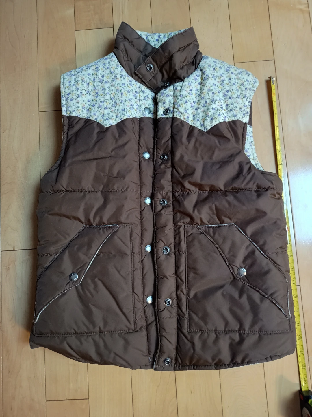 Roxy Puffer Vest Floral Western Yoke Brown