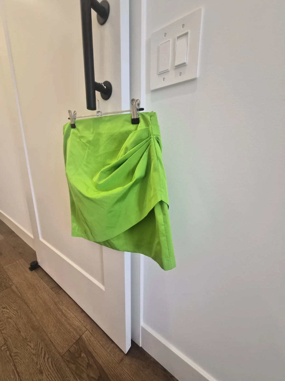Zara Ruched Mini Skirt - Neon Green, Size Medium - photo 2