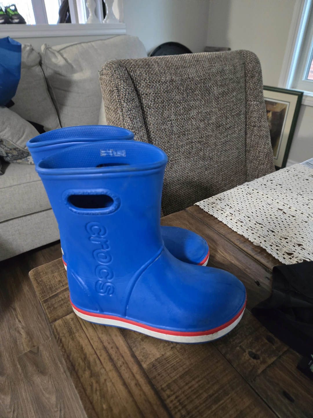 EUC Blue Crocs Rain Boots Size KIDS 13