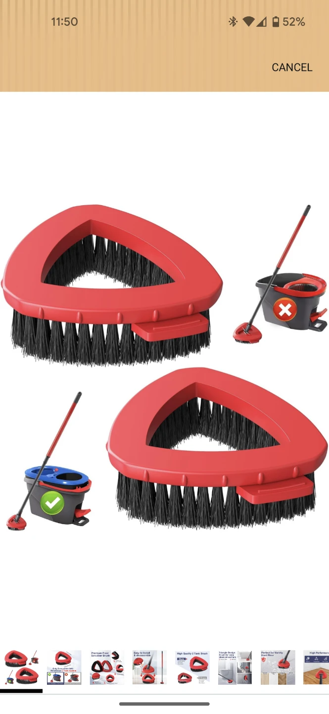 2 Pack Spin Mop Scrub Brush Head Replacement