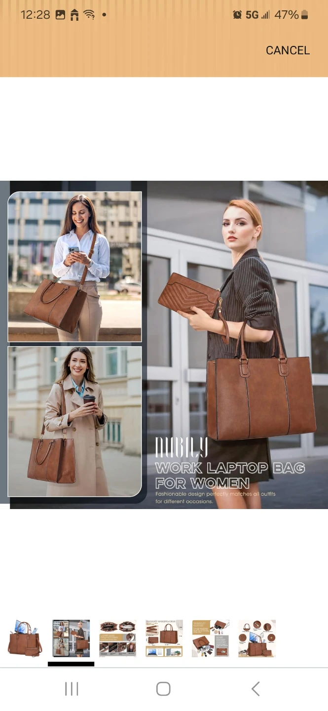 NUBILY Work Laptop Bag for Women - Brown - photo 2