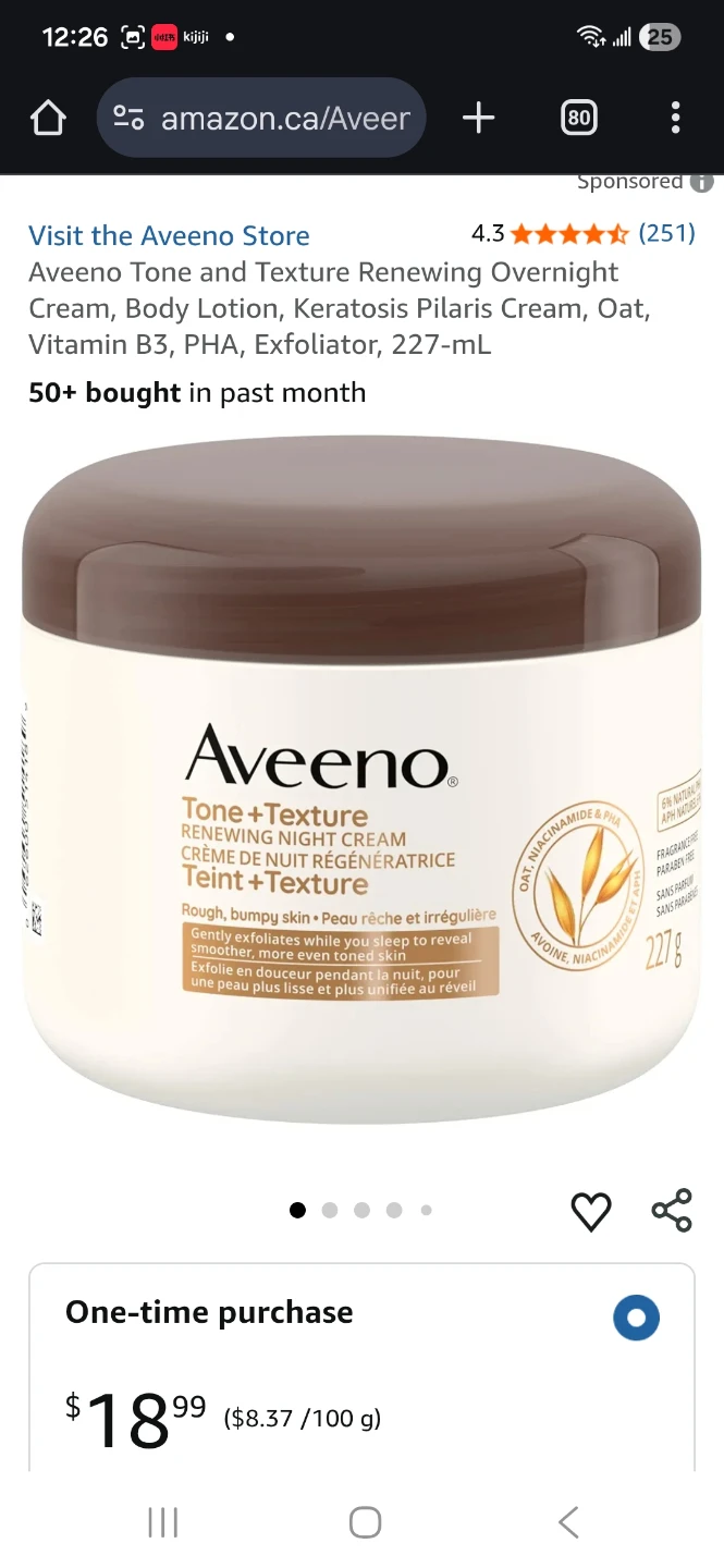Aveeno Tone + Texture Renewing Night Cream 227g