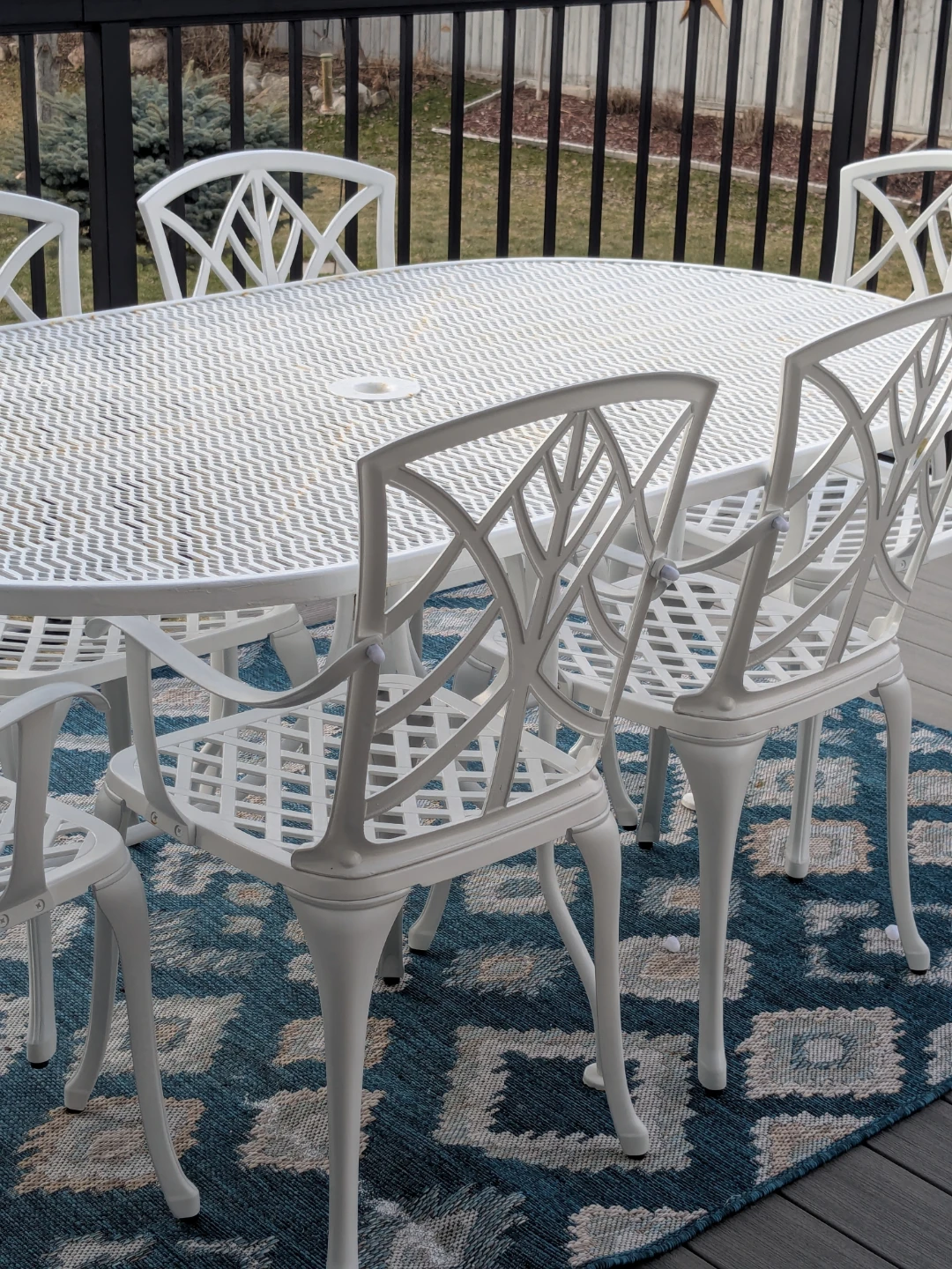 White Patio Dining Set - Oval Table and 6 Chairs - photo 3
