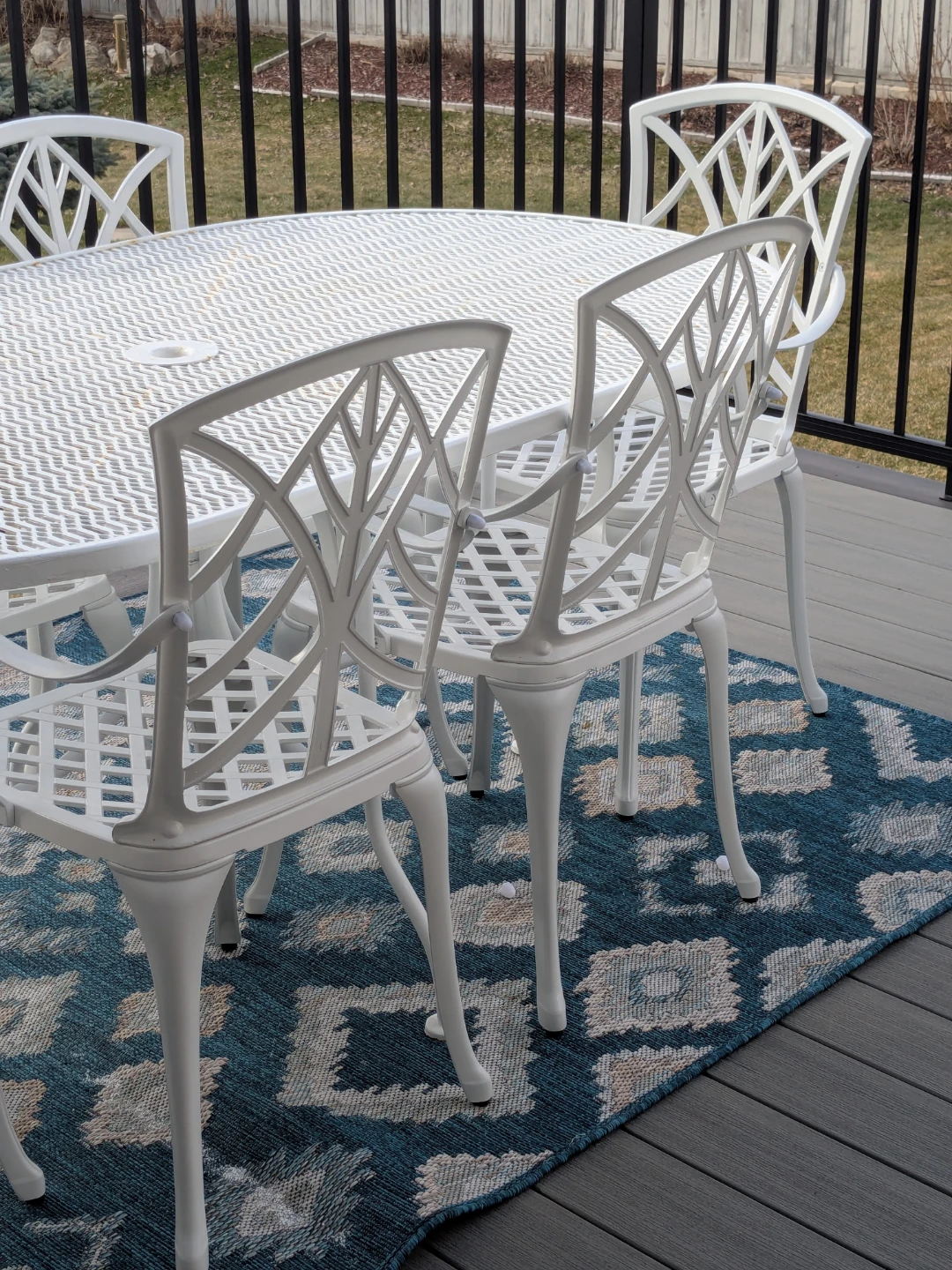 White Patio Dining Set - Oval Table and 6 Chairs - photo 4