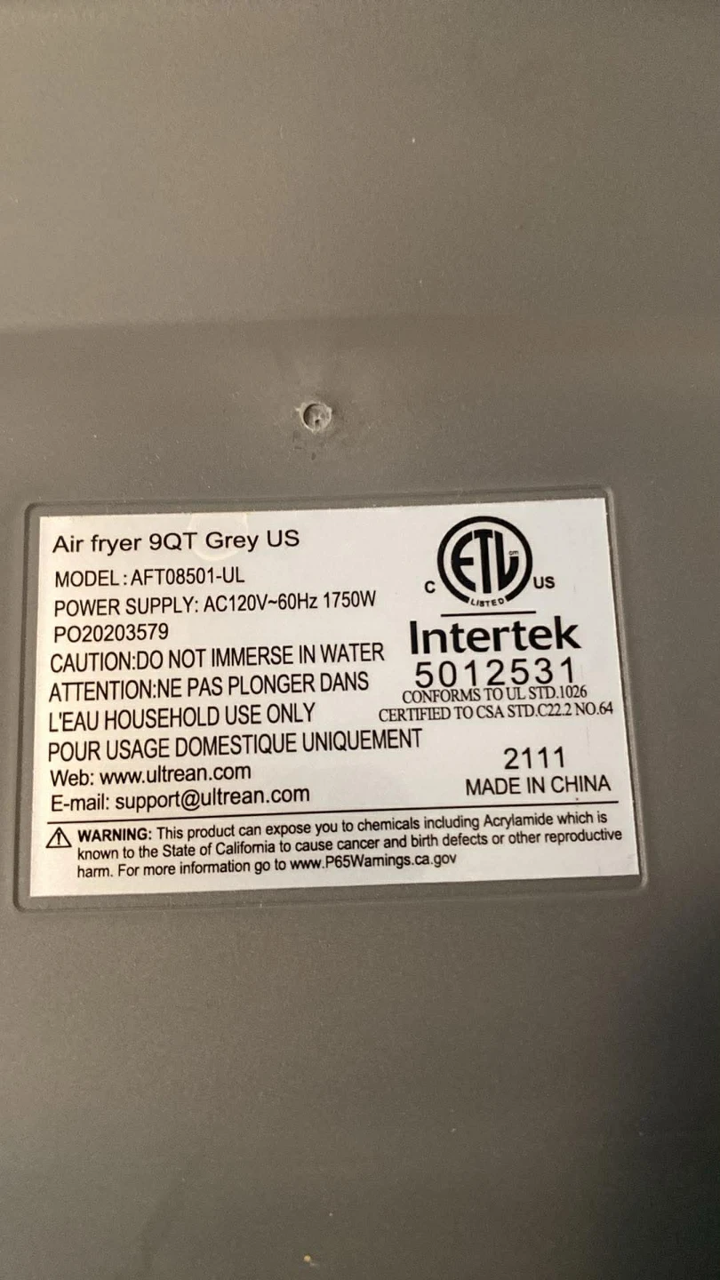 ULTREAN Air Fryer 9QT Grey - photo 2