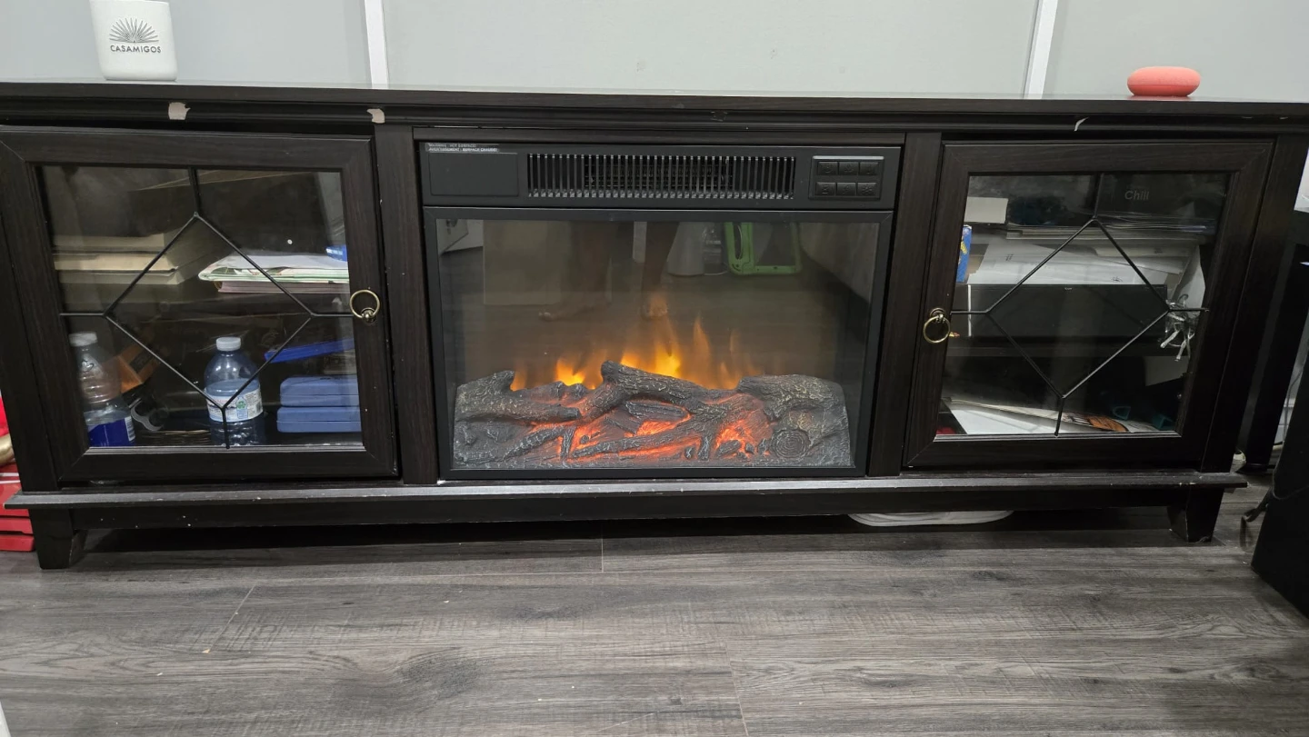 Dark Wood Electric Fireplace Media Console - photo 2