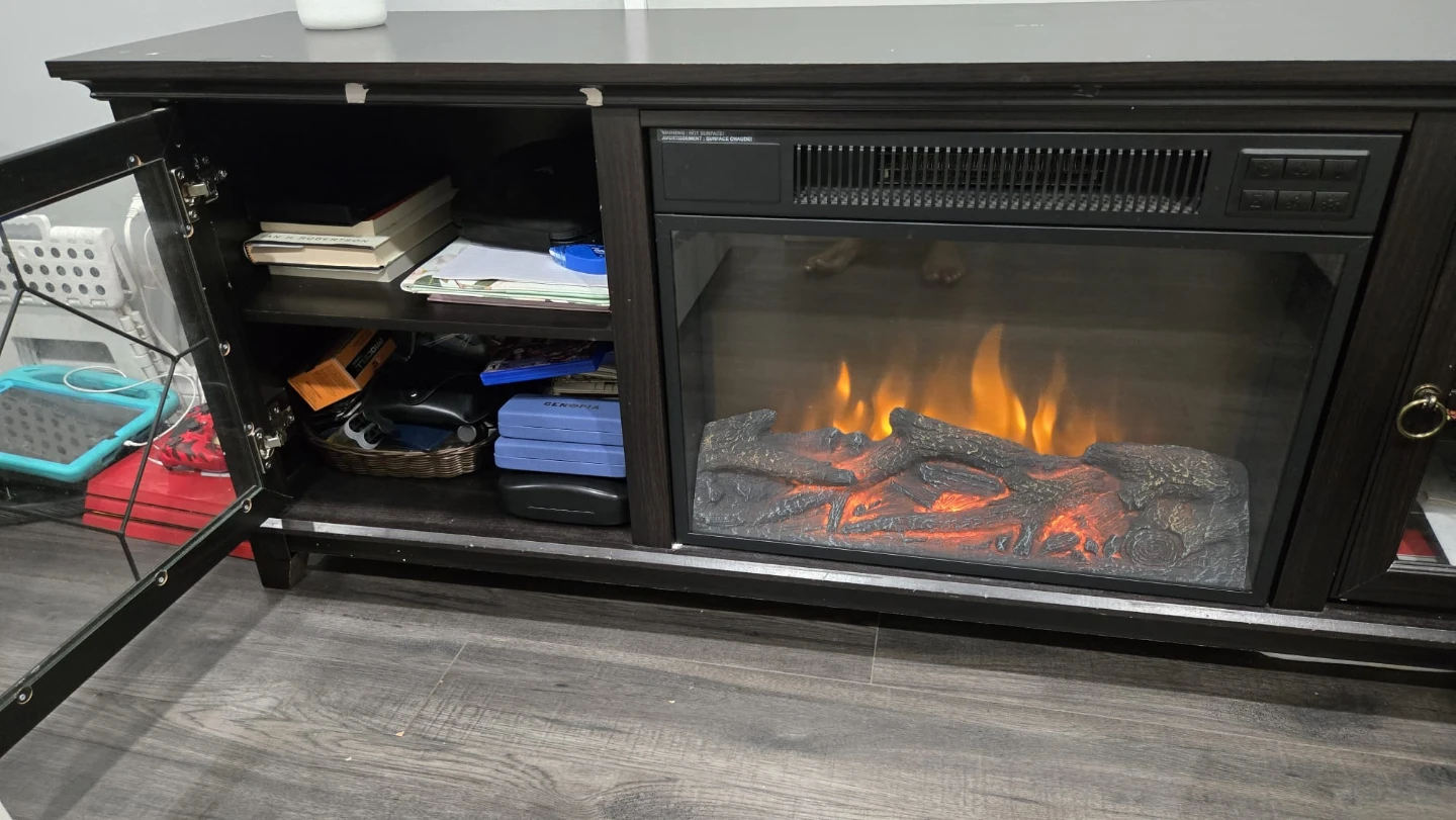Dark Wood Electric Fireplace Media Console - photo 3