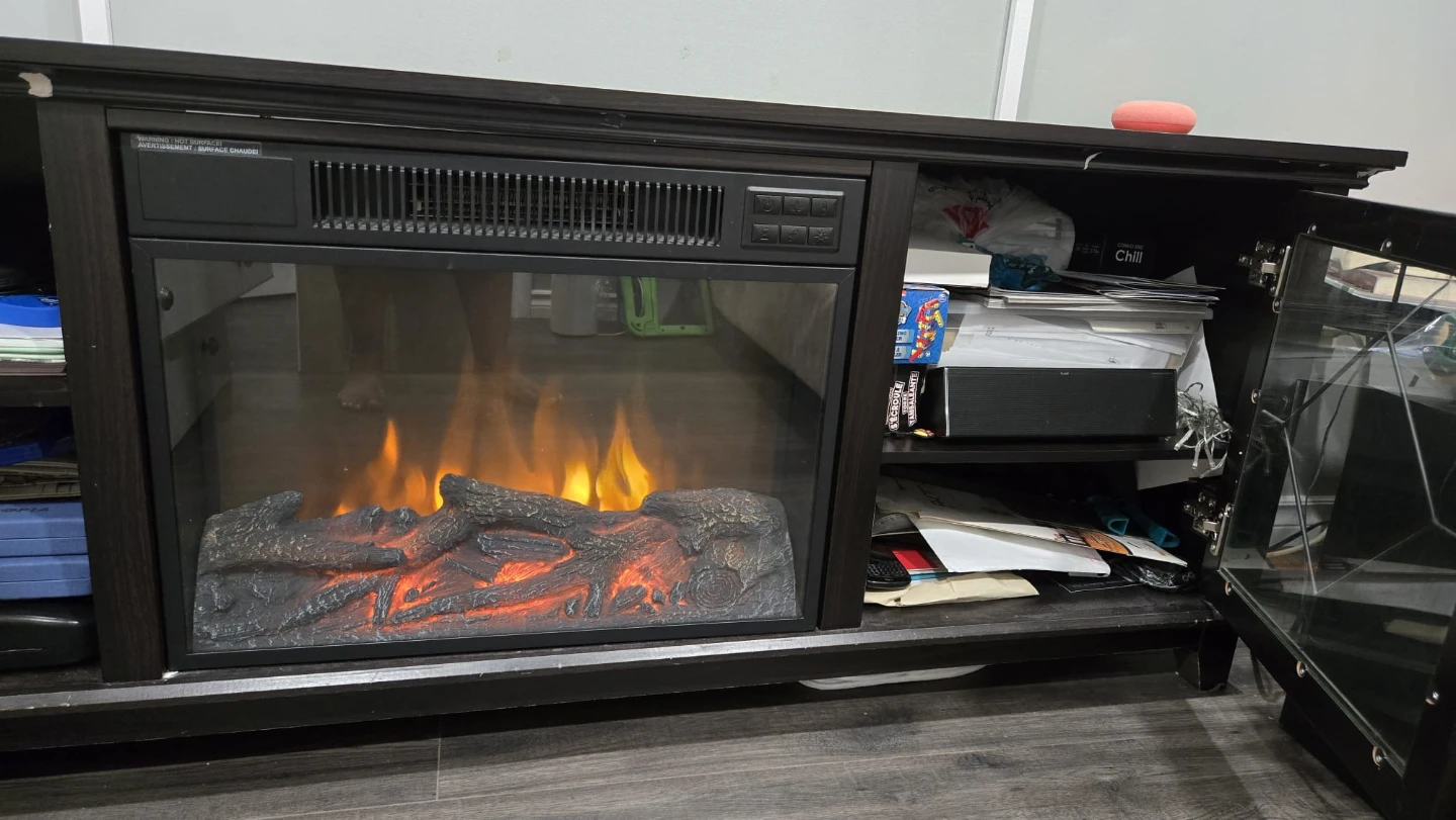Dark Wood Electric Fireplace Media Console - photo 4