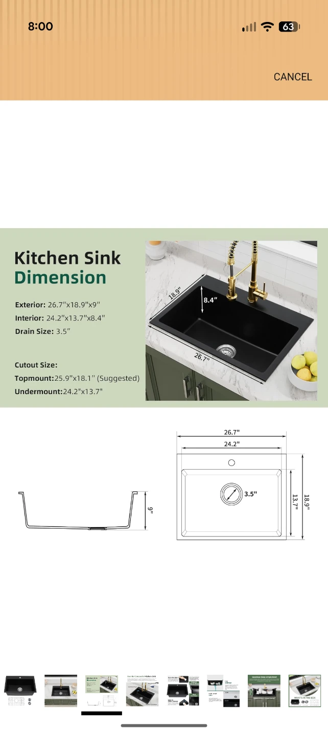 Davivy Granite Composite Kitchen Sink - Black - photo 3