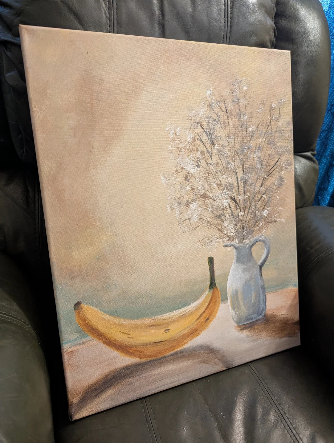 Still Life Painting of Banana and Babysbreath - photo 3