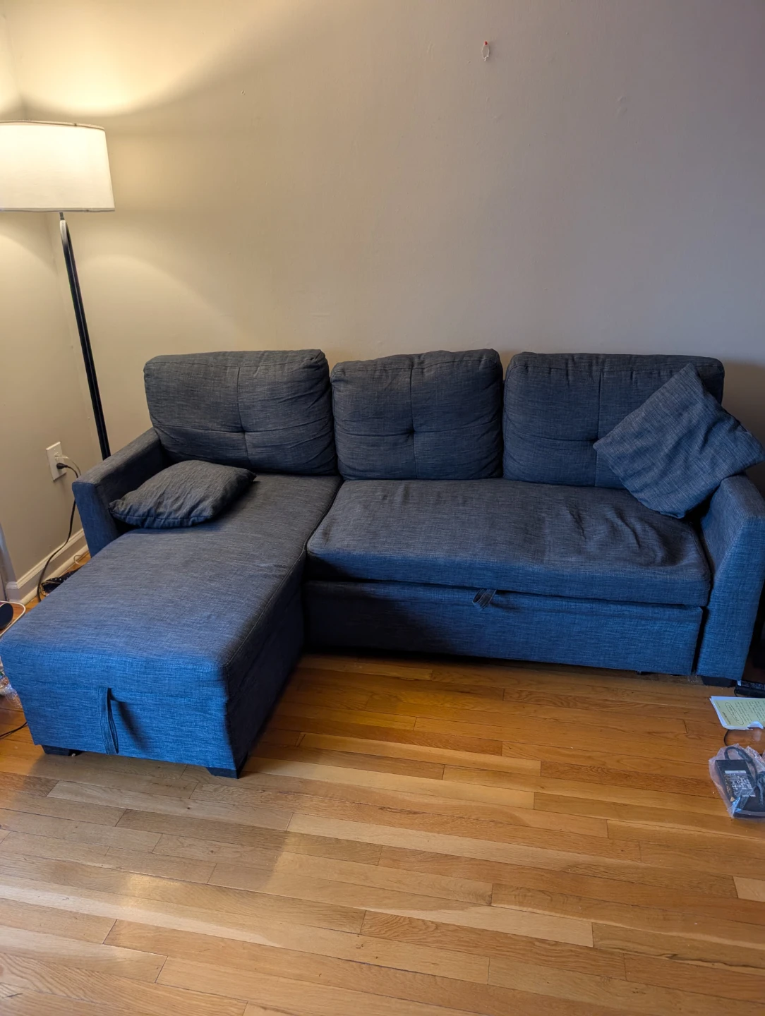 Gray L-Shaped Convertible Sofa Bed with Storage - photo 2