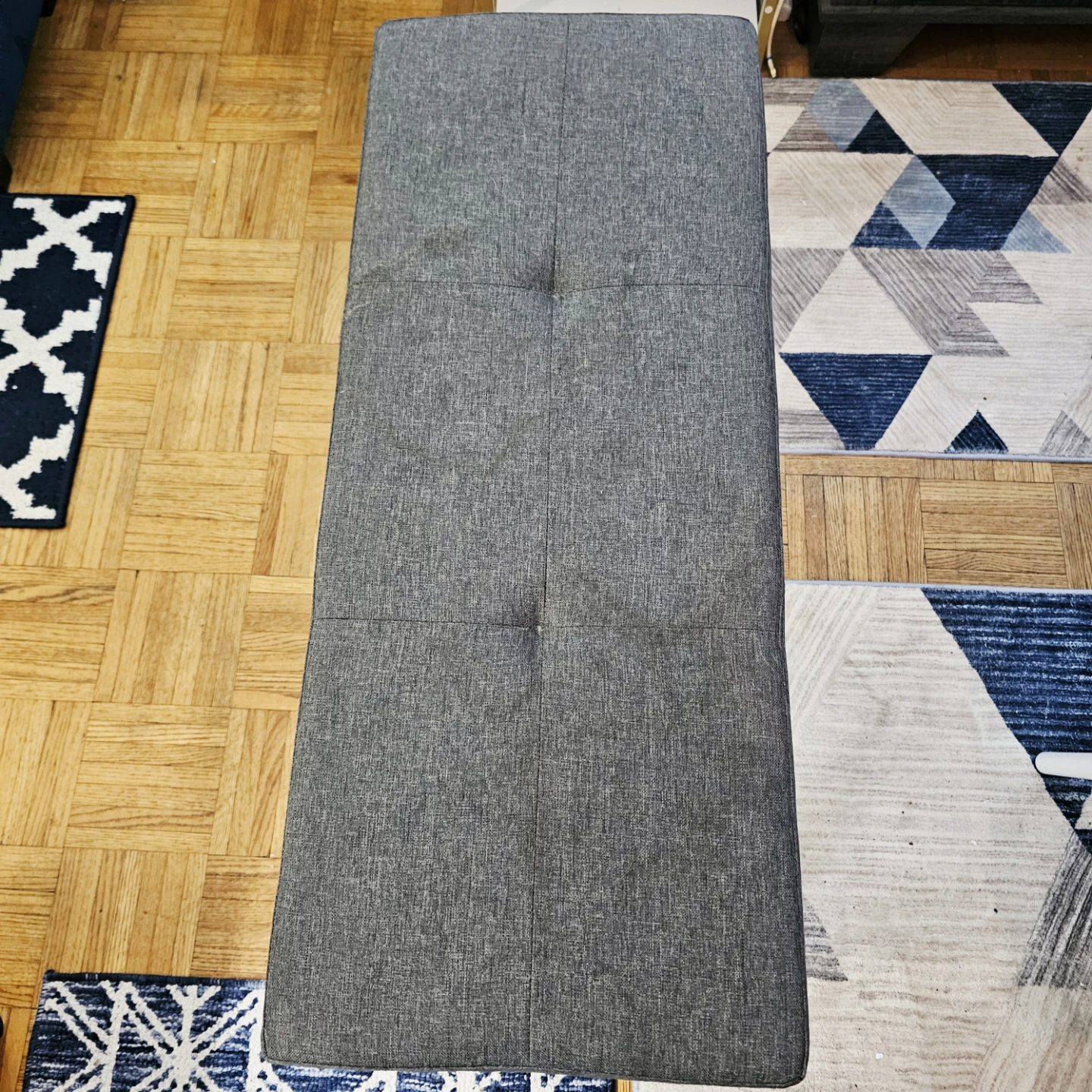 Grey Upholstered Bench with Shoe Rack - photo 3
