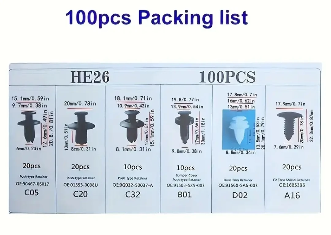 100 PIECE MIXED FASTENER RIVET CLIPS NEW - photo 4