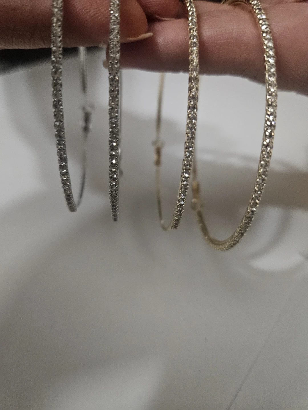 Set of 2 Sparkly Hoop Earrings - Silver & Gold Tone - photo 2