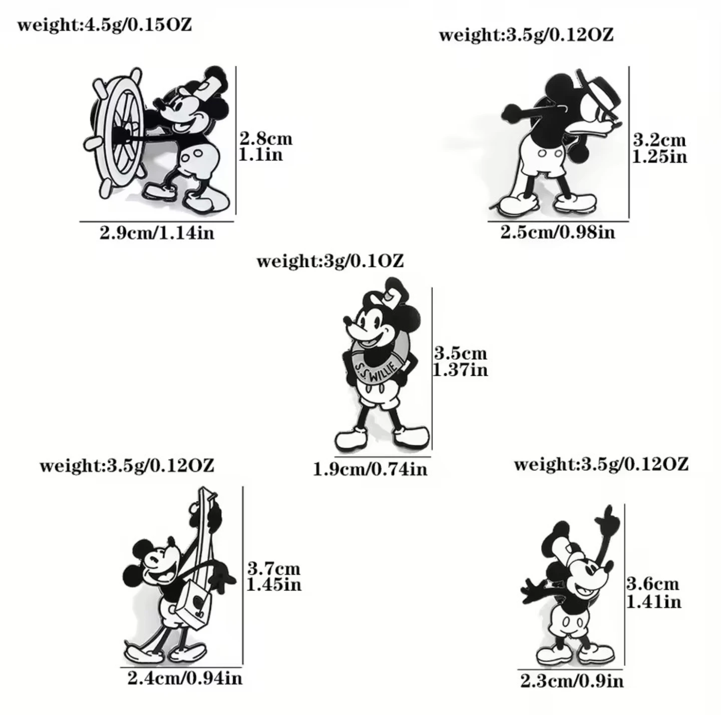 Set of 5 Vintage Mickey Mouse Pins - photo 2