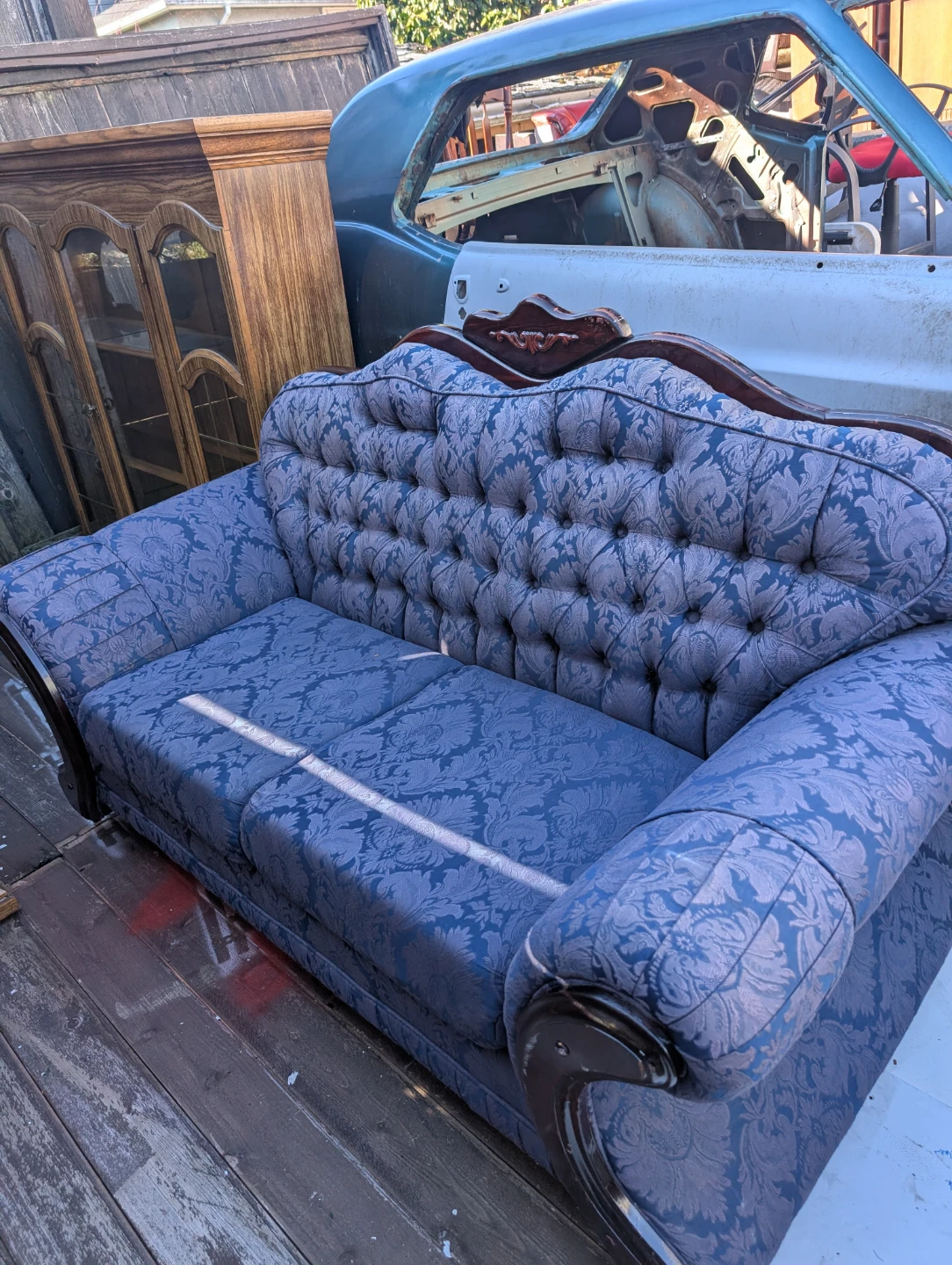 Blue Vintage Tufted Sofa