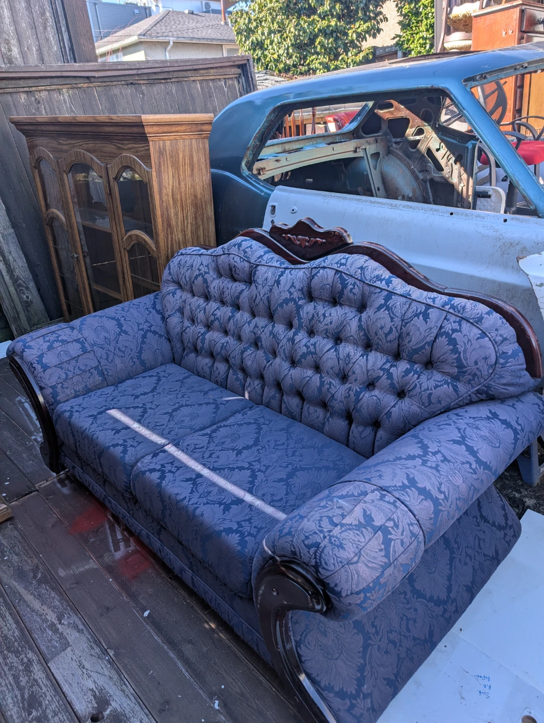 Blue Vintage Tufted Sofa - photo 2