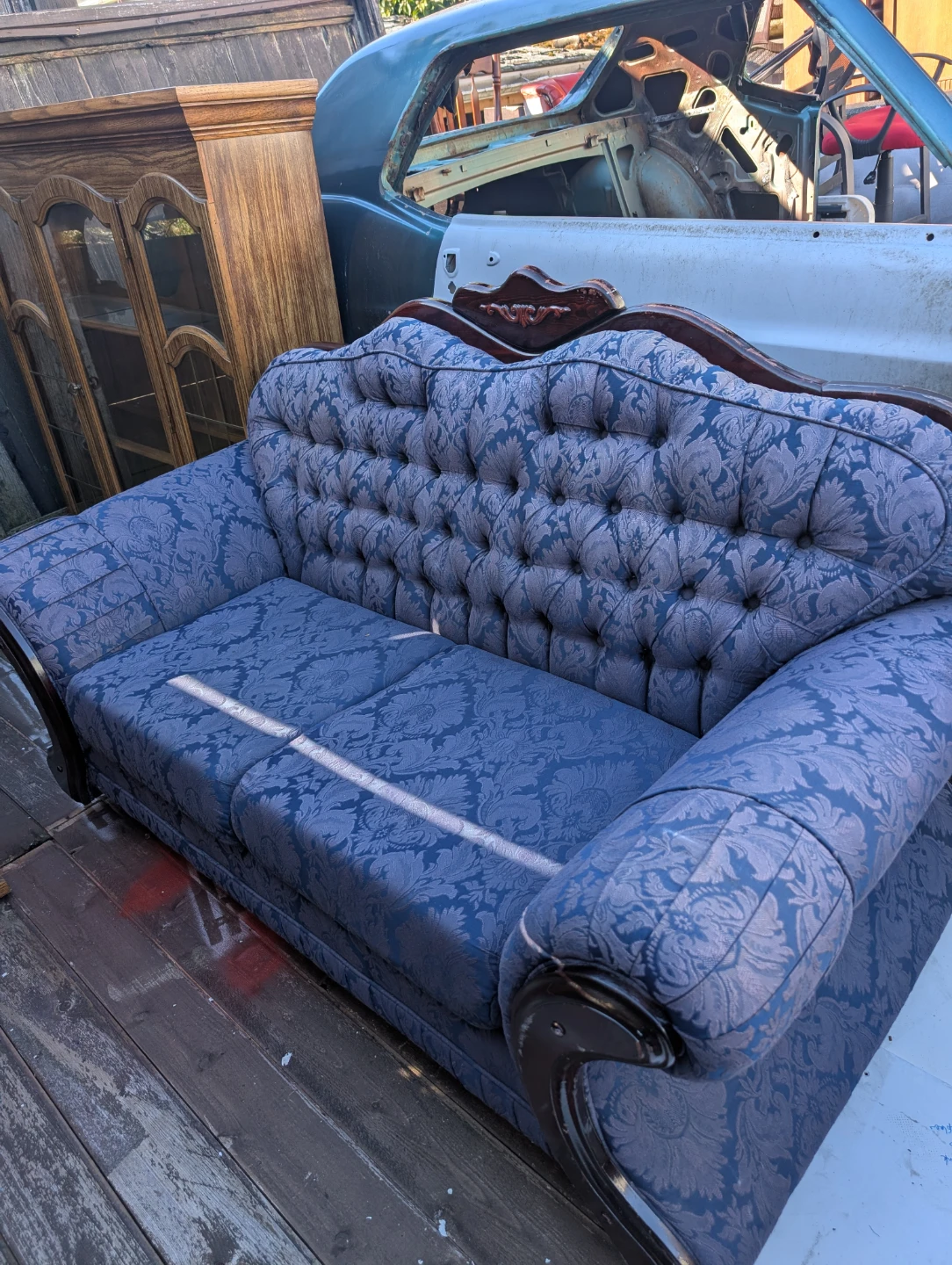 Blue Vintage Tufted Sofa - photo 3