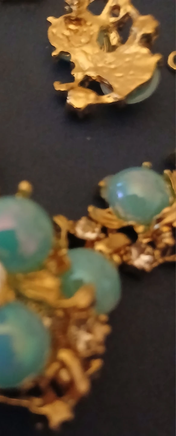 Vintage Gold Tone Necklace and Earring Set with Blue Beads - photo 5