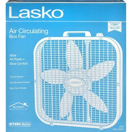 Lasko Air Circulating Box Fan White
