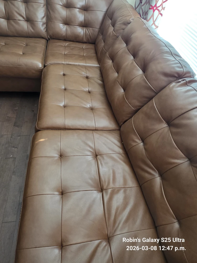 Brown Leather Tufted Sectional Sofa 9 x 9