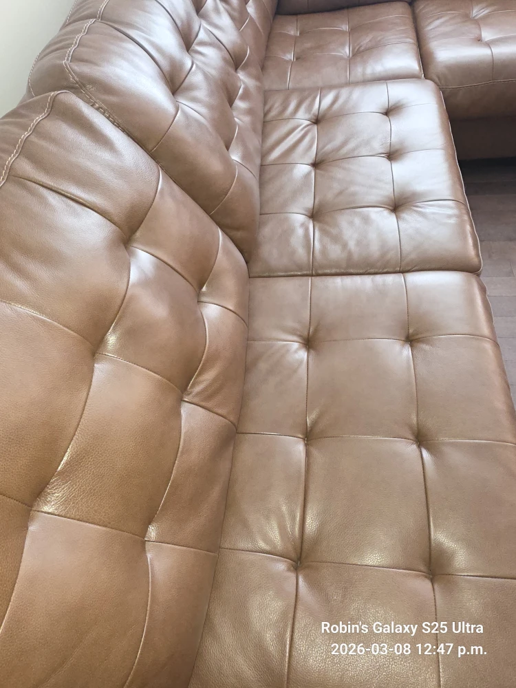 Brown Leather Tufted Sectional Sofa 9 x 9 - photo 2