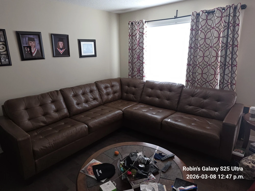 Brown Leather Tufted Sectional Sofa 9 x 9 - photo 4