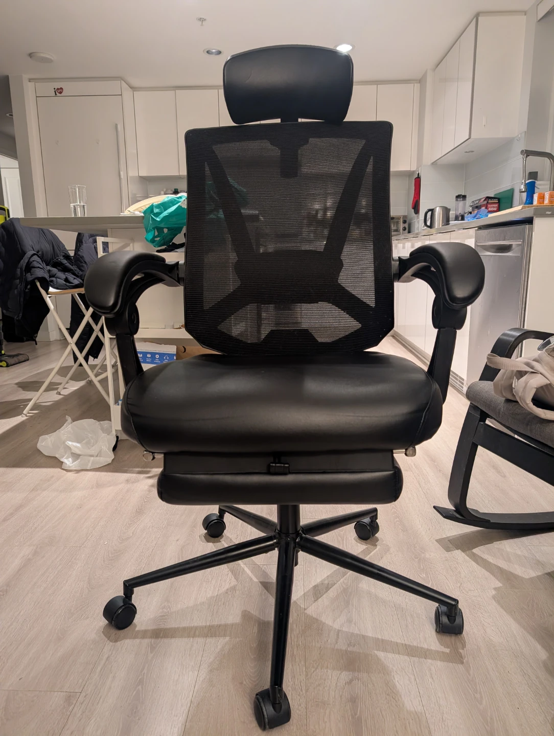 Black Ergonomic Office Chair with Footrest - photo 2