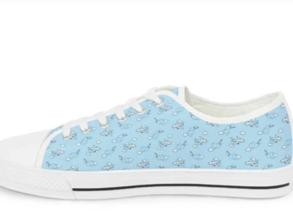 Light Blue Low-Top Sneakers with Airplane Print - photo 3