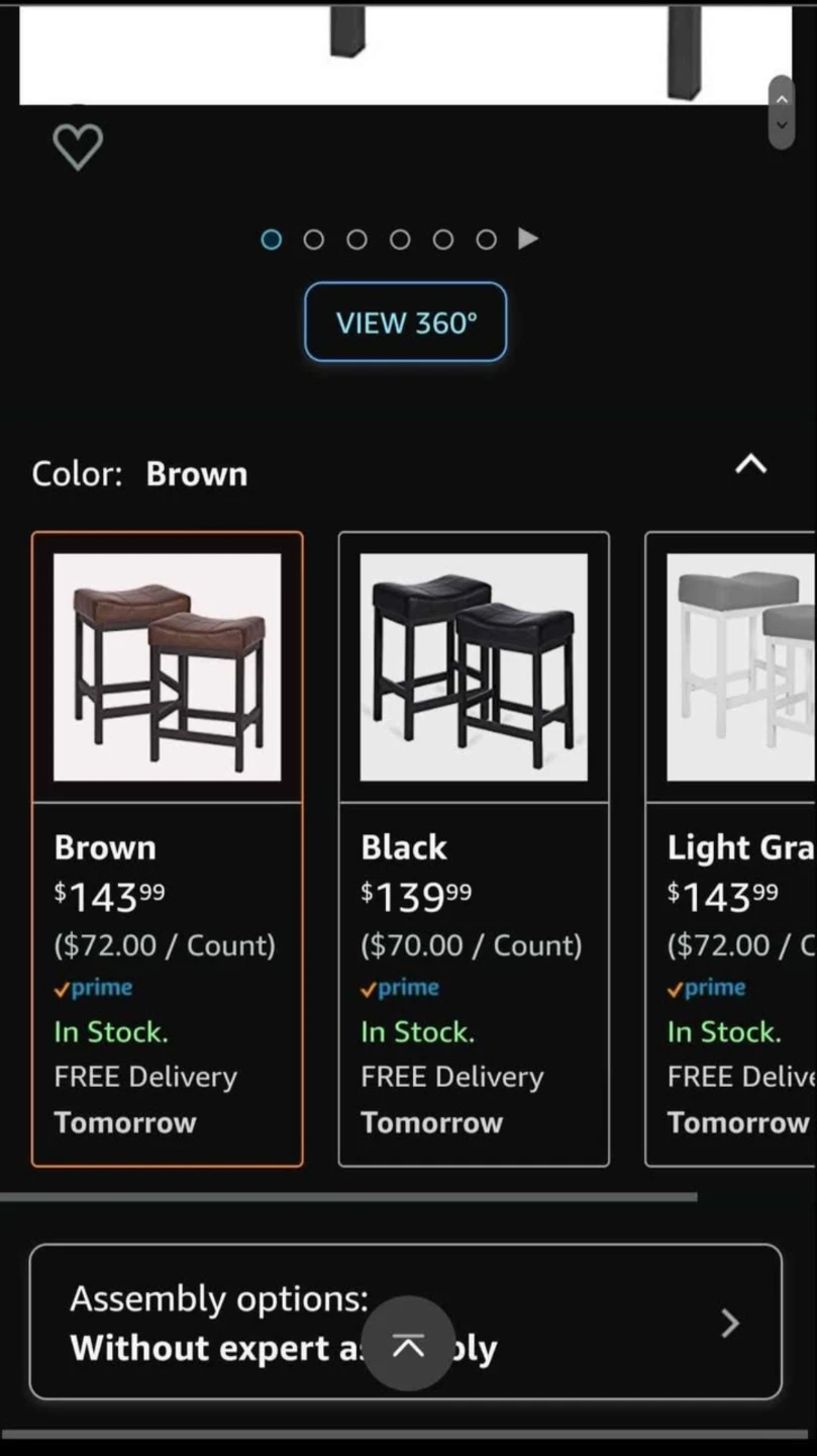 KATDANS Brown PU Leather Counter Height Bar Stools - Set of 2 - photo 3