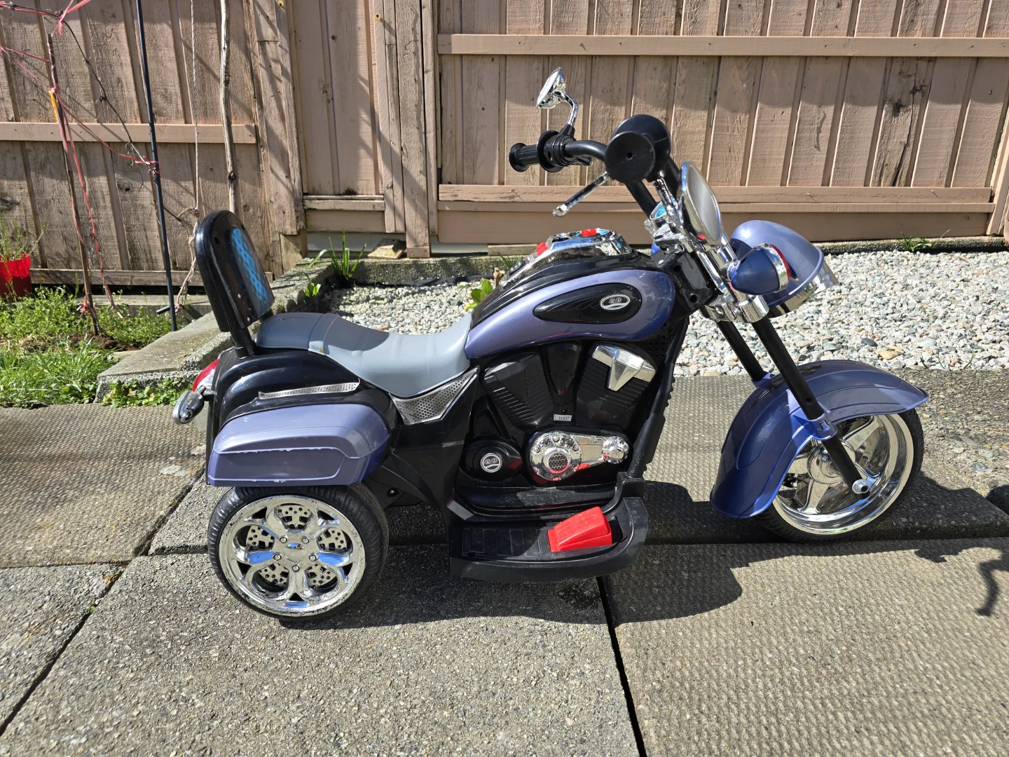 Kids Ride-On Motorcycle Toy - Purple/Grey - photo 3