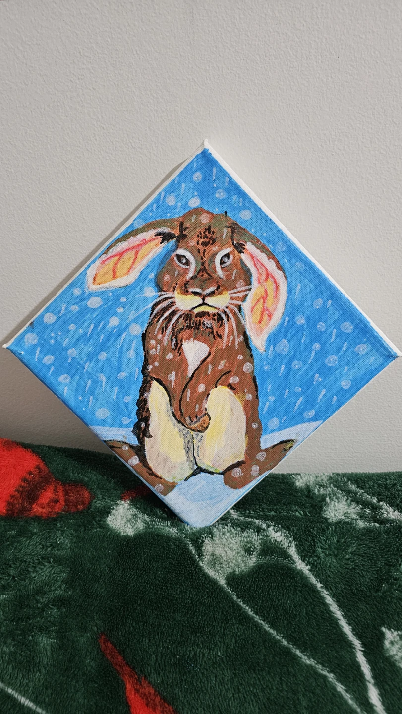 Hand-Painted Rabbit Canvas Art