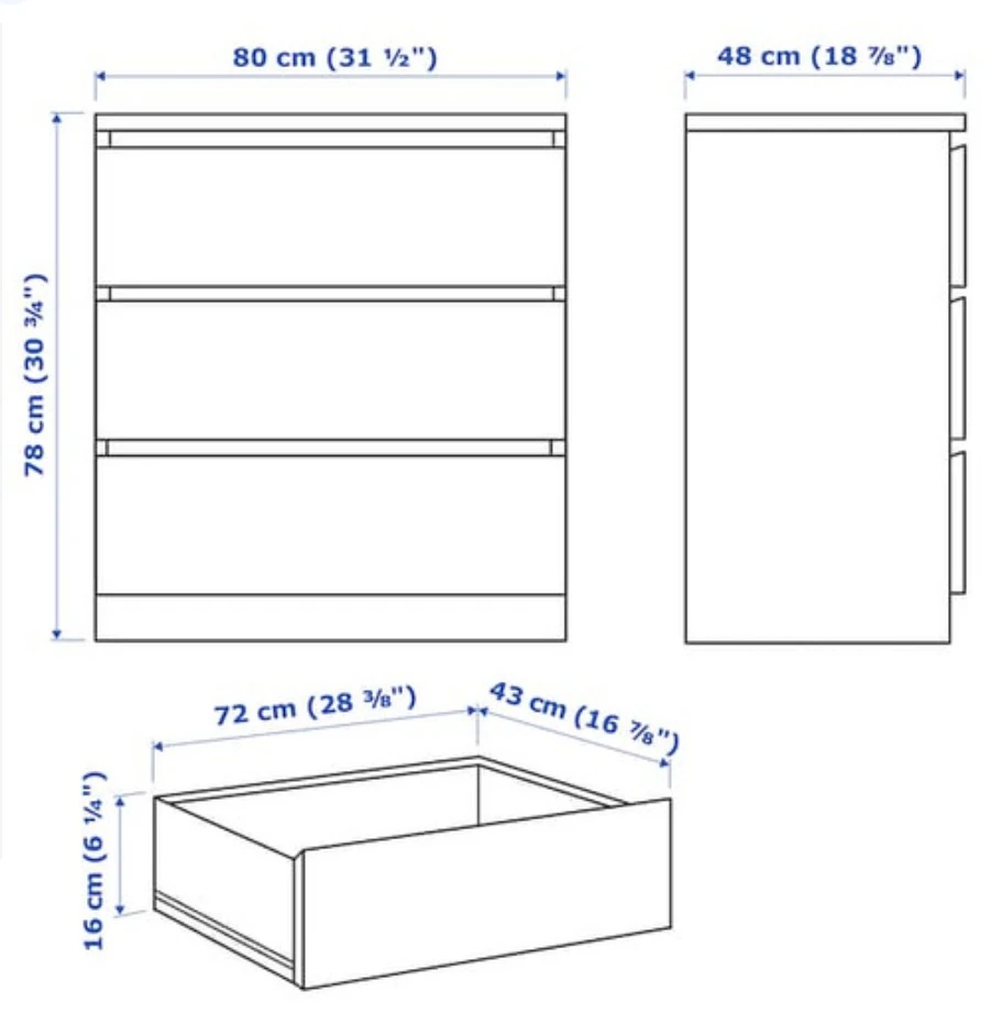 Ikea Malm 3-Drawer Dresser - White - photo 4