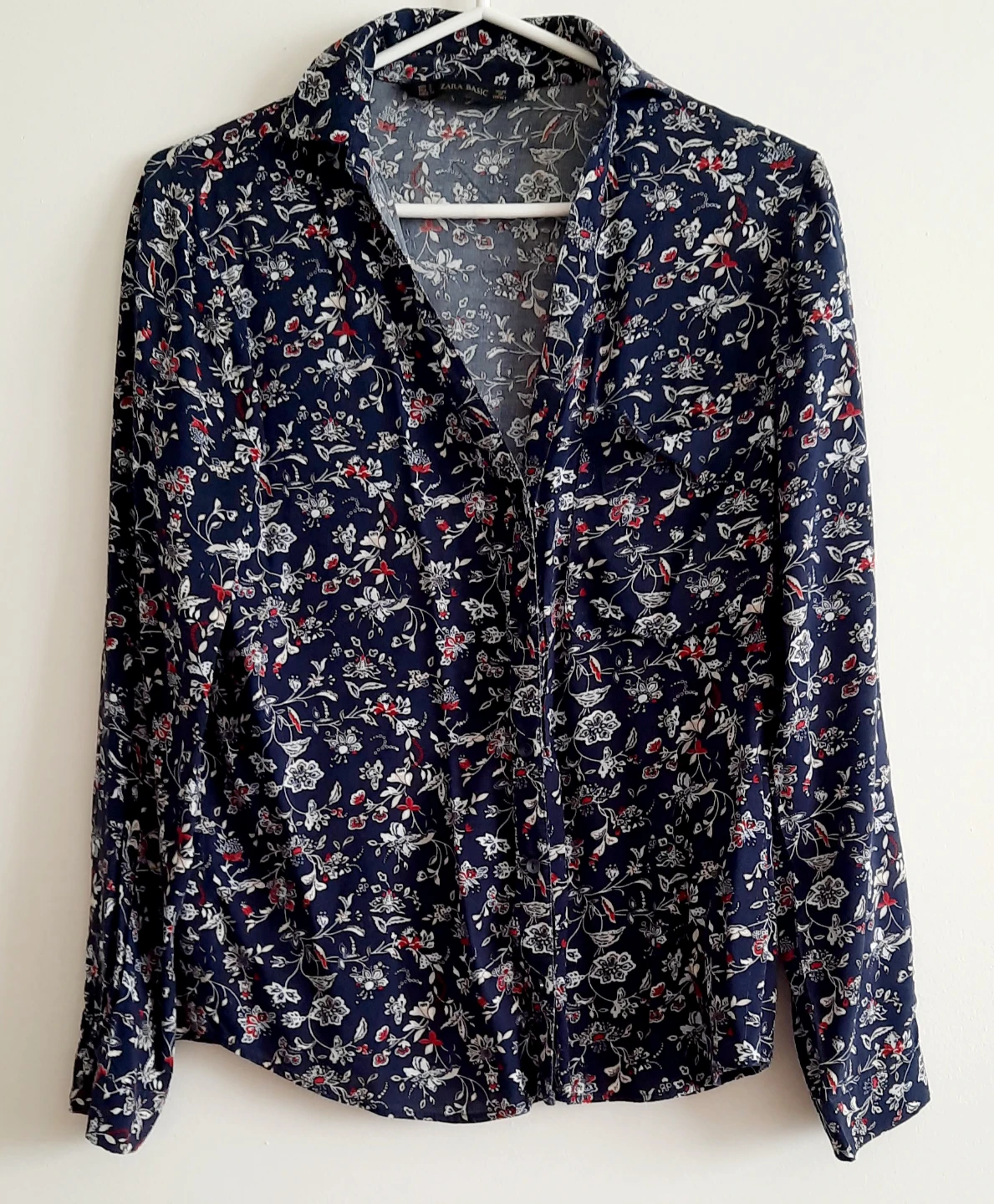 ZARA BASIC Floral Print Button-Up Shirt