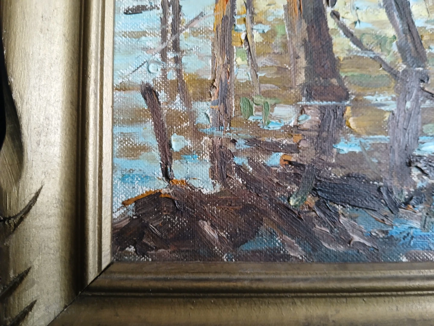 Vintage Framed Landscape Oil Painting - photo 2