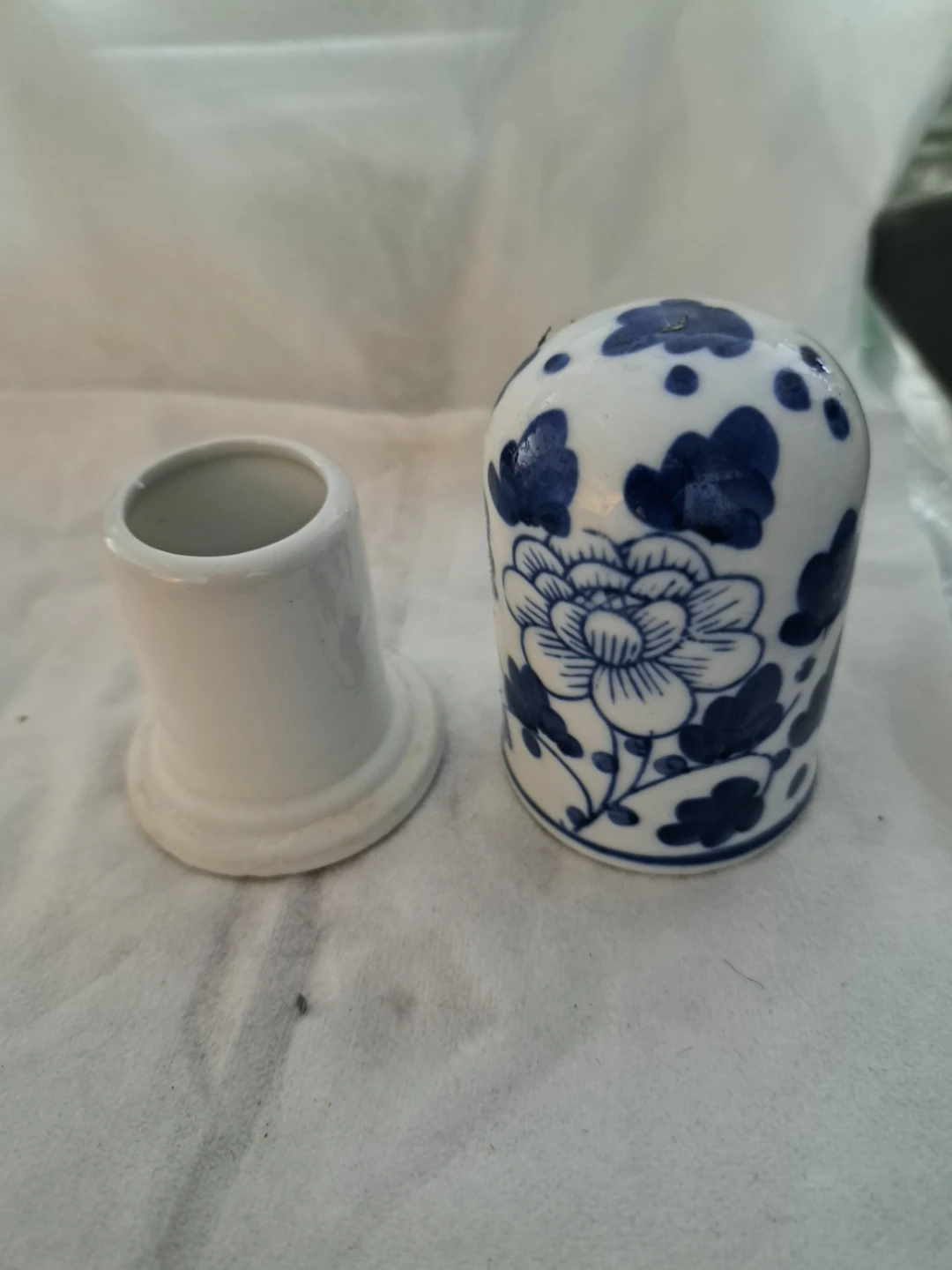 Blue and White Floral Ceramic Salt and Pepper Shaker Set - photo 2