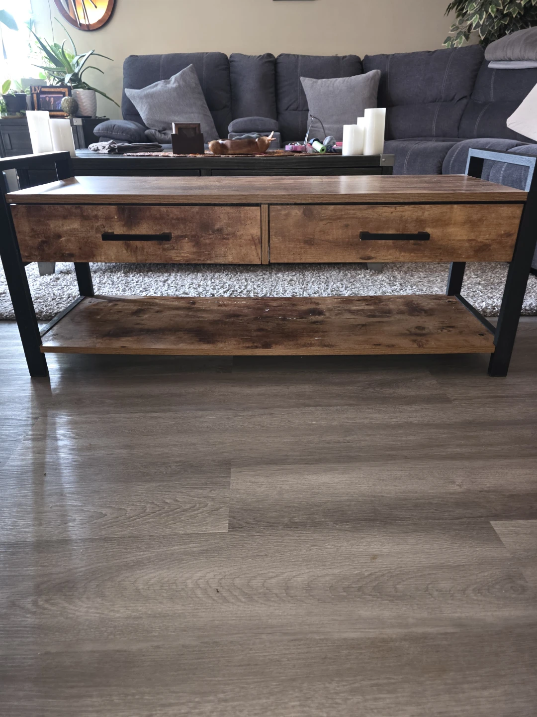 Rustic Entryway Bench with Storage Drawers - photo 2