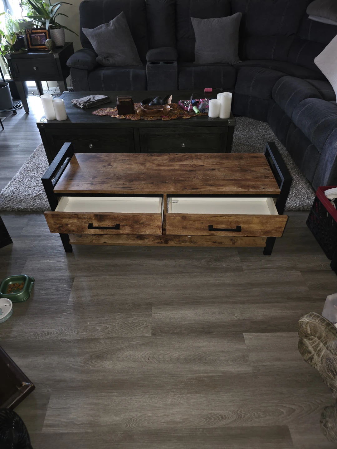 Rustic Entryway Bench with Storage Drawers - photo 4