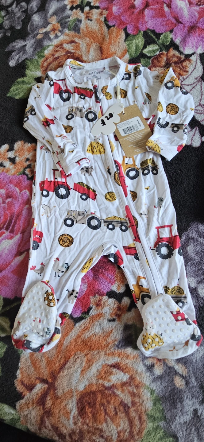 Angel Dear Farm Tractor Footie Pajamas NEW BORN