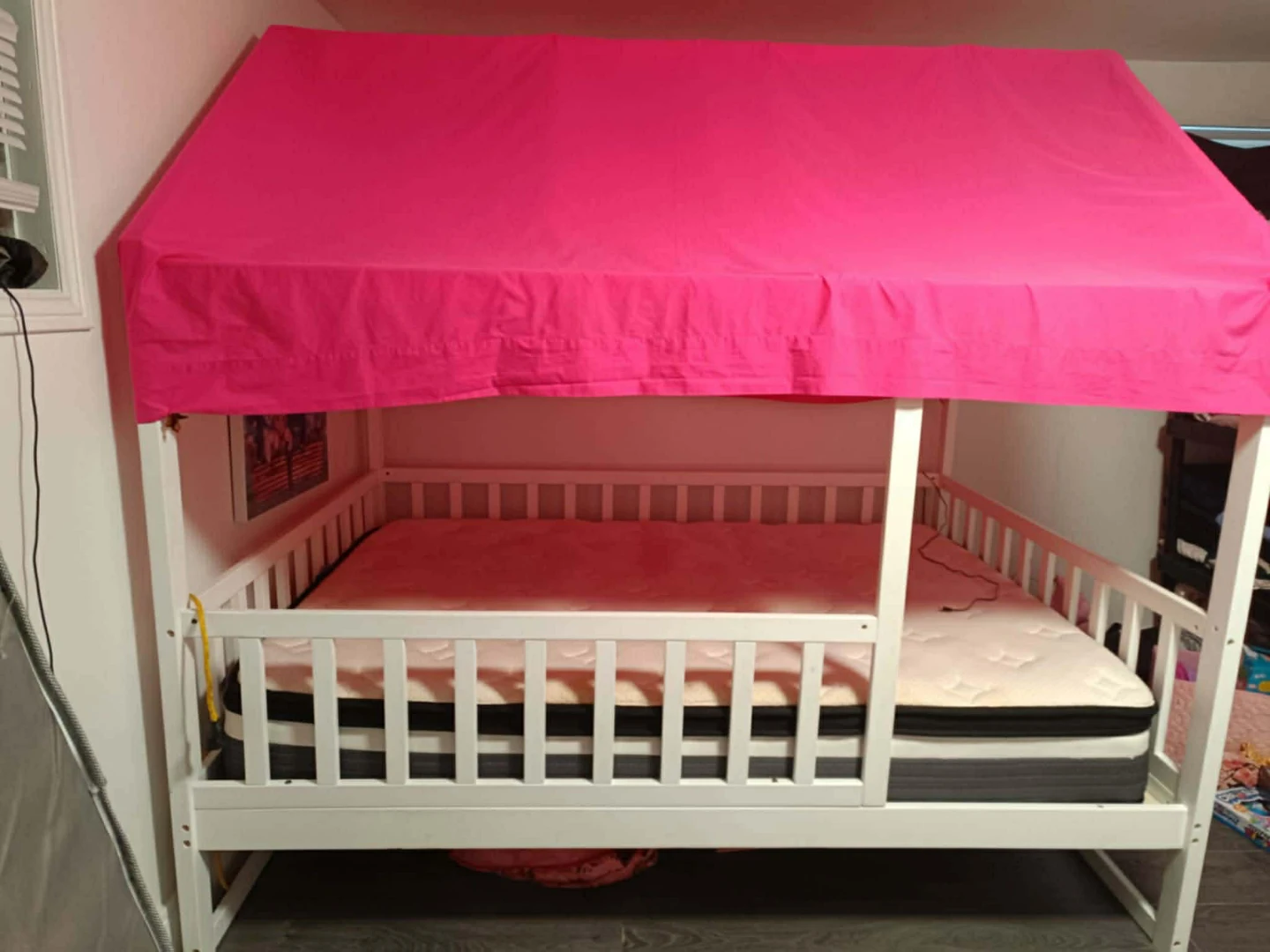 Kids House Bed Frame with Pink Canopy - photo 3