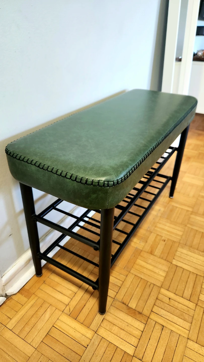 3-level 32' Green Leather Padded Bench Storage *new