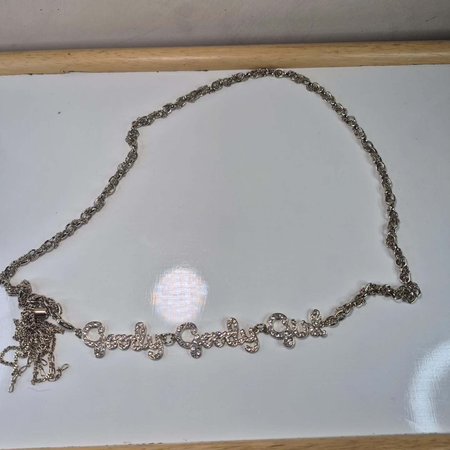 Goody Goody Girl Rhinestone Chain Necklace