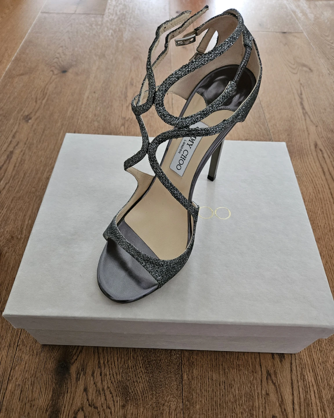 Jimmy Choo Glitter Strappy Heels