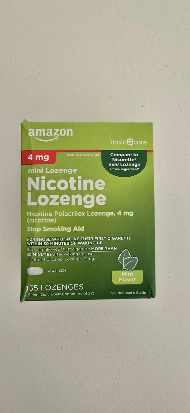 Amazon Basic Care Nicotine Lozenges, 4mg, Mint Flavor, 135 Count