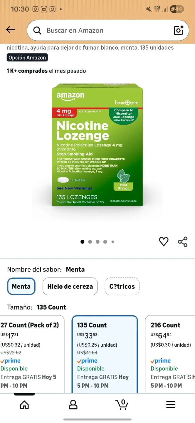 Amazon Basic Care Nicotine Lozenges, 4mg, Mint Flavor, 135 Count - photo 2