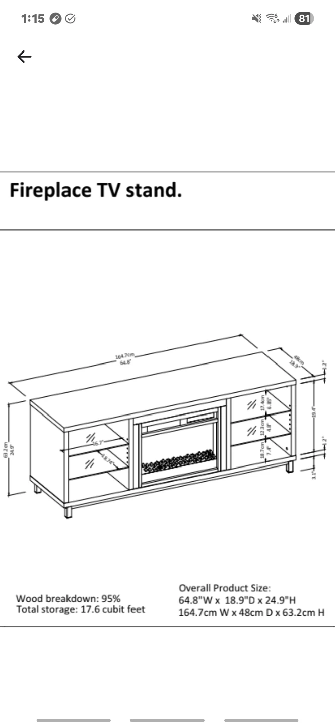 TV table with fireplace - photo 4
